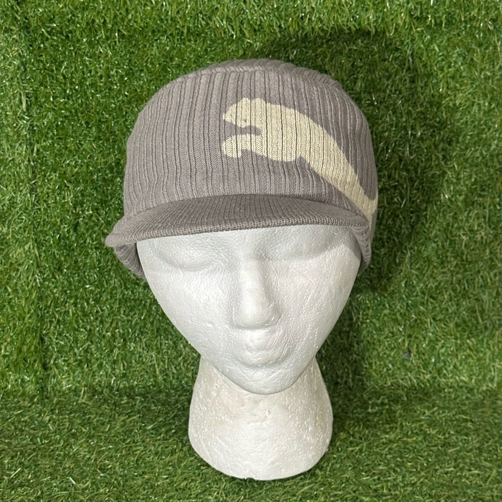 PUMA KNIT MILITARY BEANIE WITH LOGO, ONE SIZE , GREY/ BEIGE, BRAND NEW, UNISEX